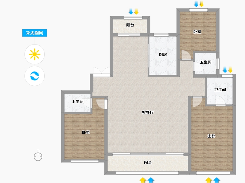 甘肃省-兰州市-兰石豪布斯卡-130.38-户型库-采光通风