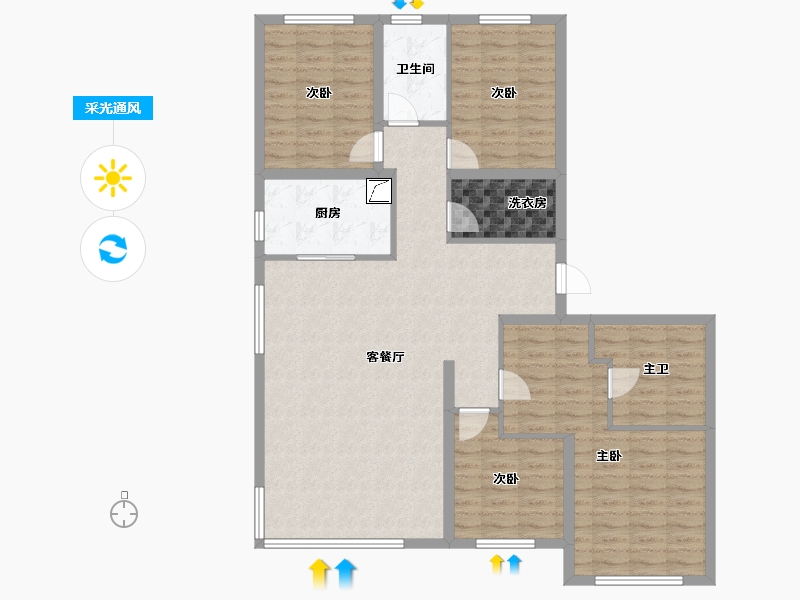 北京-北京市-长安悦玺-118.33-户型库-采光通风