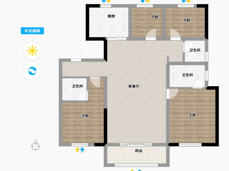 黑龙江省-哈尔滨市-绿地·东北亚国博城-110.39-户型库-采光通风