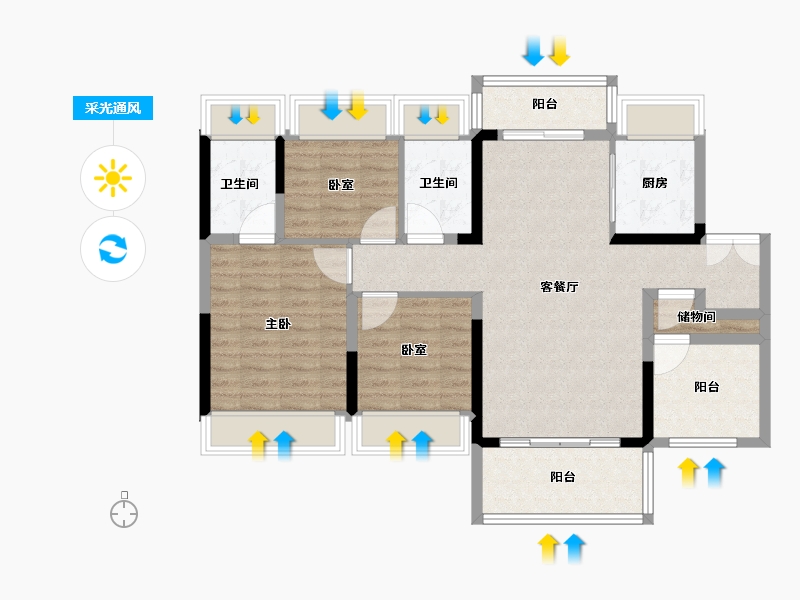 广东省-中山市-时光樾-93.00-户型库-采光通风