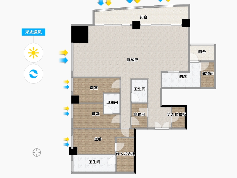 重庆-重庆市-重庆来福士住宅-291.27-户型库-采光通风