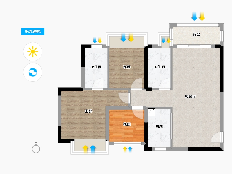 广东省-佛山市-捷和广场-74.83-户型库-采光通风