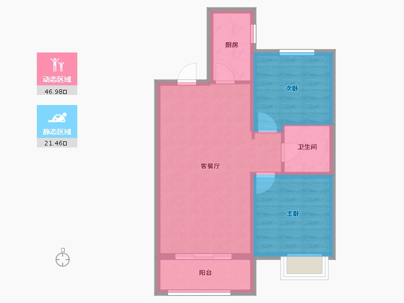 黑龙江省-哈尔滨市-保利·明明时光-61.14-户型库-动静分区