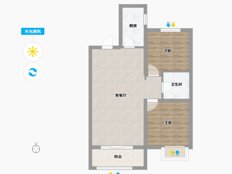 黑龙江省-哈尔滨市-保利·明明时光-61.14-户型库-采光通风