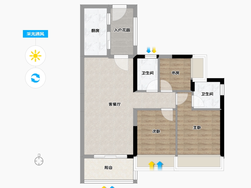 广东省-佛山市-ICC碧桂园三龙汇-70.91-户型库-采光通风