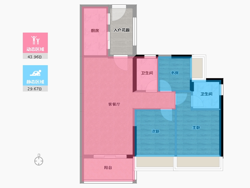 广东省-佛山市-ICC碧桂园三龙汇-70.91-户型库-动静分区