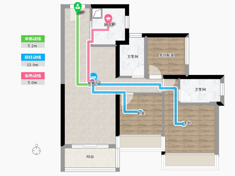 广东省-佛山市-龙光玖龙臺-68.23-户型库-动静线