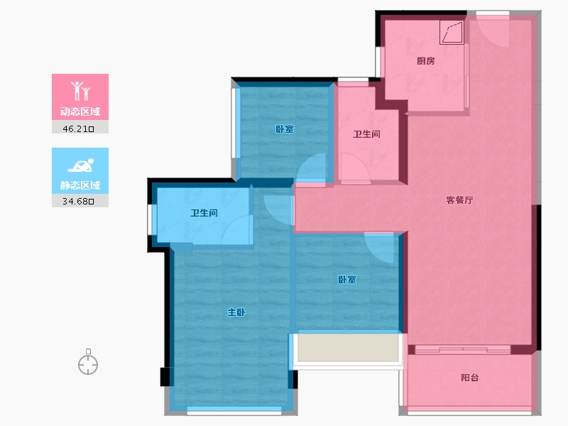 广东省-佛山市-龙光玖龙臺-71.45-户型库-动静分区