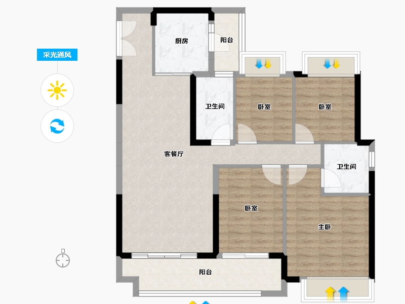 广东省-佛山市-中交诚湾悦府-98.13-户型库-采光通风