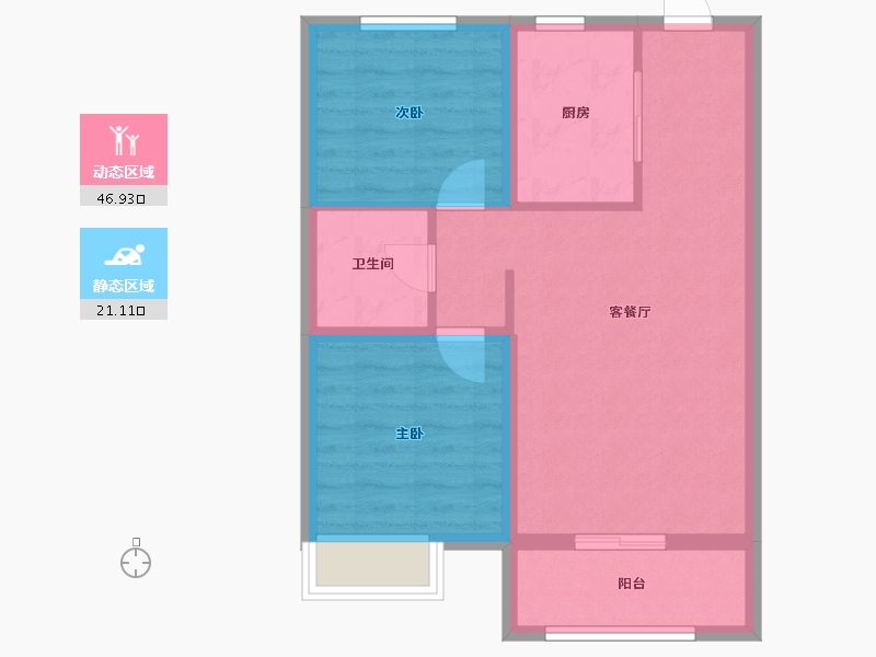 黑龙江省-哈尔滨市-保利·明明时光-60.63-户型库-动静分区