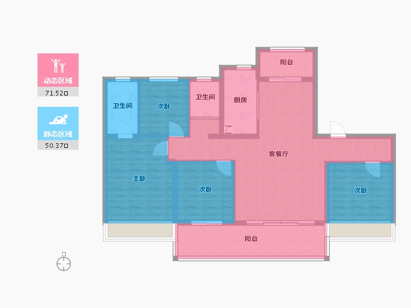 河南省-新乡市-碧桂园玖华台-109.61-户型库-动静分区