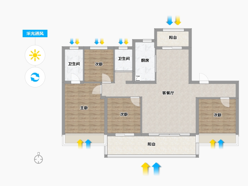 河南省-新乡市-碧桂园玖华台-109.61-户型库-采光通风