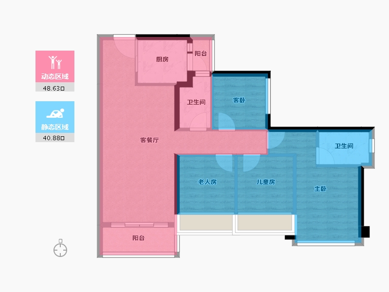 广东省-佛山市-龙光玖龙臺-79.77-户型库-动静分区