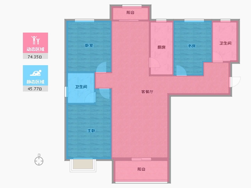 甘肃省-兰州市-盛世和平居-109.62-户型库-动静分区