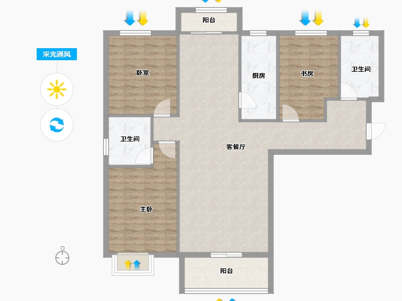 甘肃省-兰州市-盛世和平居-109.62-户型库-采光通风