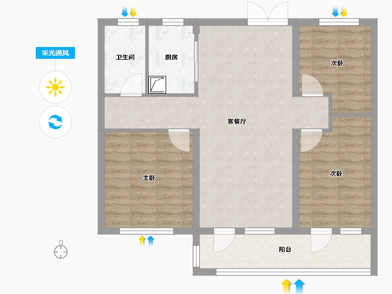 山东省-聊城市-民生凤凰城17号院-83.33-户型库-采光通风