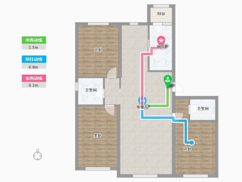 黑龙江省-哈尔滨市-福汇东方-108.96-户型库-动静线