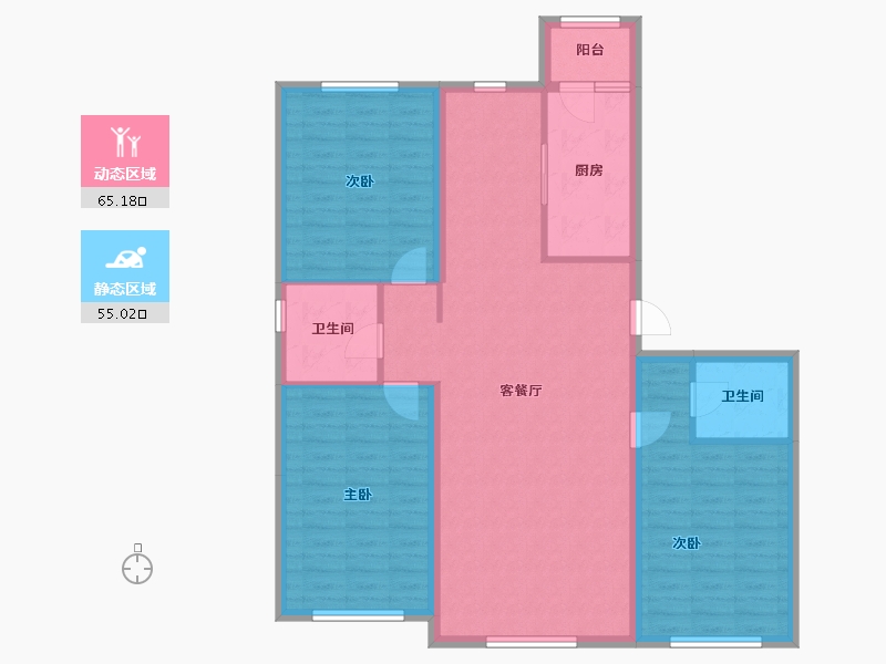 黑龙江省-哈尔滨市-福汇东方-108.96-户型库-动静分区