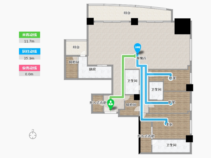 重庆-重庆市-重庆来福士住宅-271.63-户型库-动静线