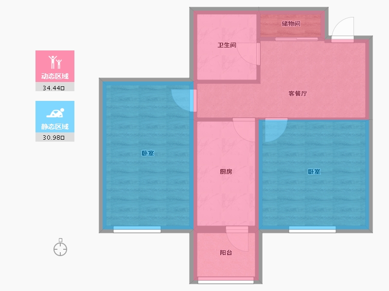 黑龙江省-哈尔滨市-福汇东方-58.00-户型库-动静分区