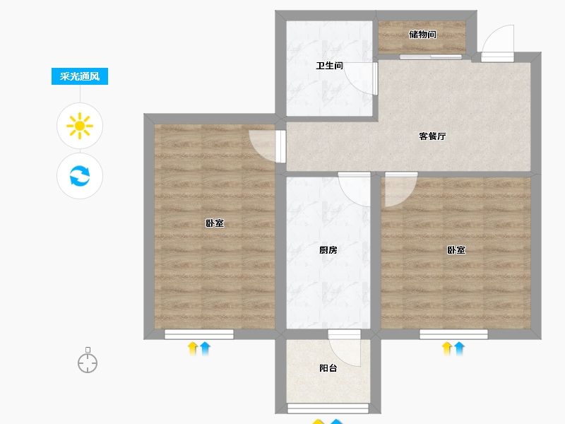 黑龙江省-哈尔滨市-福汇东方-58.00-户型库-采光通风