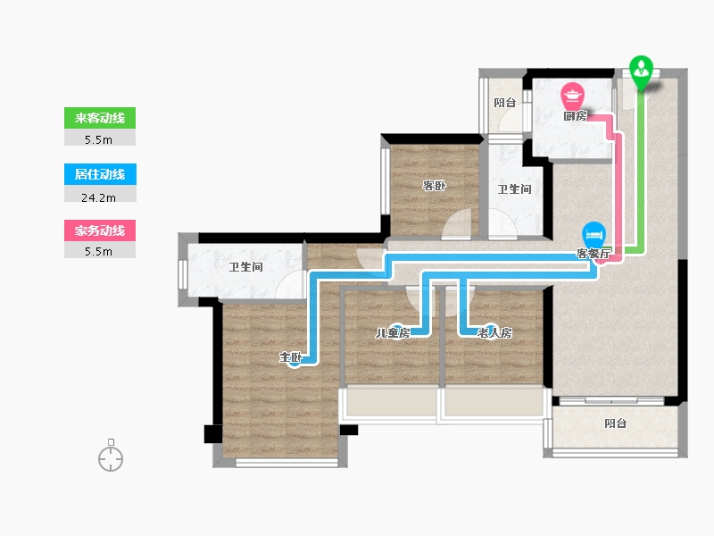 广东省-佛山市-龙光玖龙臺-84.46-户型库-动静线