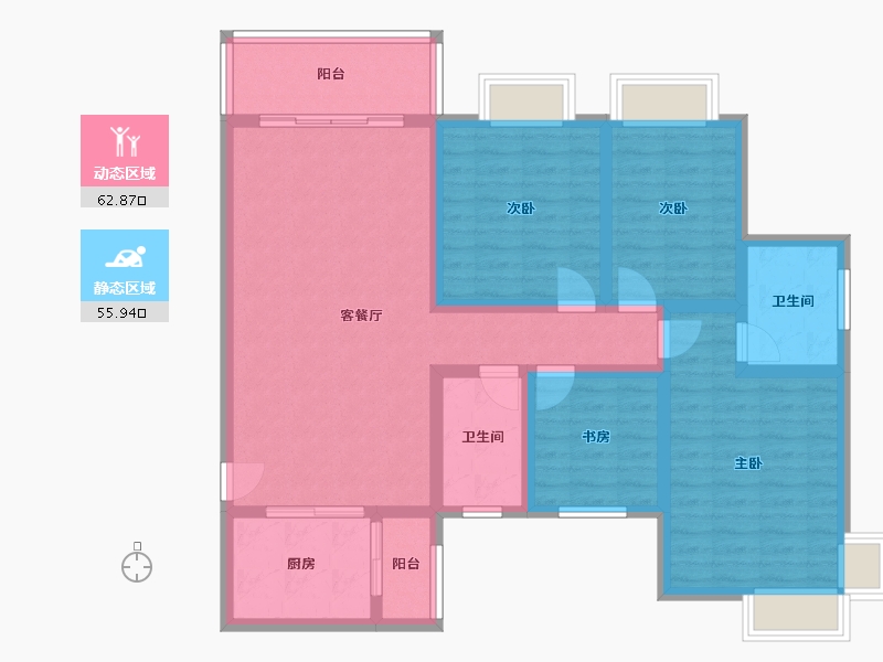 黑龙江省-鹤岗市-麒麟花园-B区-122.00-户型库-动静分区