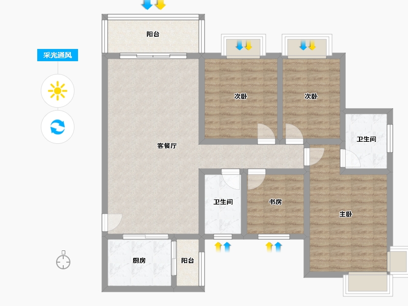 黑龙江省-鹤岗市-麒麟花园-B区-122.00-户型库-采光通风