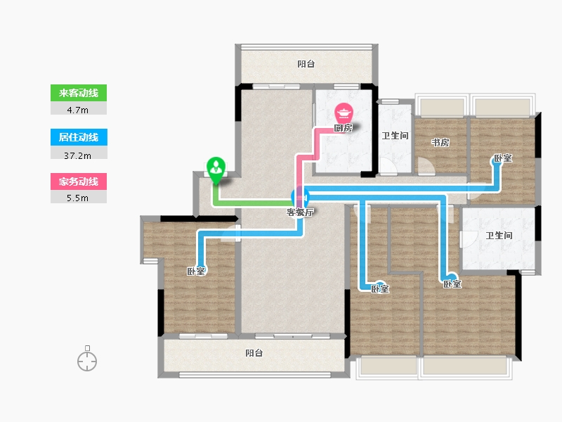 浙江省-杭州市-绿城桂冠东方-173.61-户型库-动静线