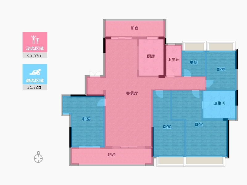 浙江省-杭州市-绿城桂冠东方-173.61-户型库-动静分区