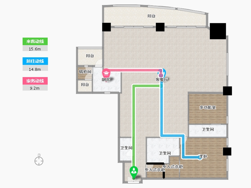 重庆-重庆市-重庆来福士住宅-322.93-户型库-动静线