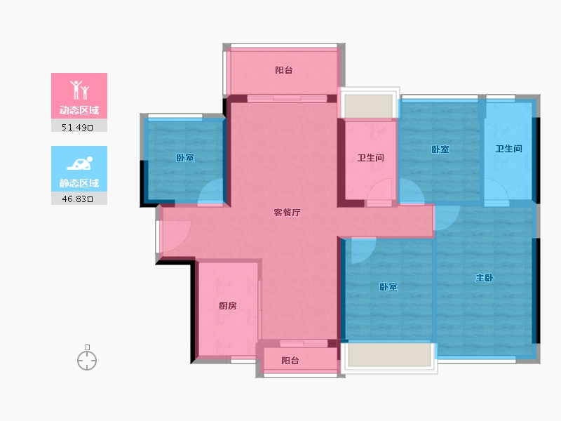 广东省-佛山市-龙光玖龙臺-87.82-户型库-动静分区