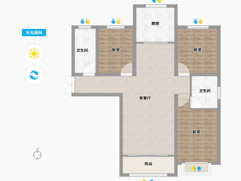 甘肃省-兰州市-和平嘉园-106.38-户型库-采光通风