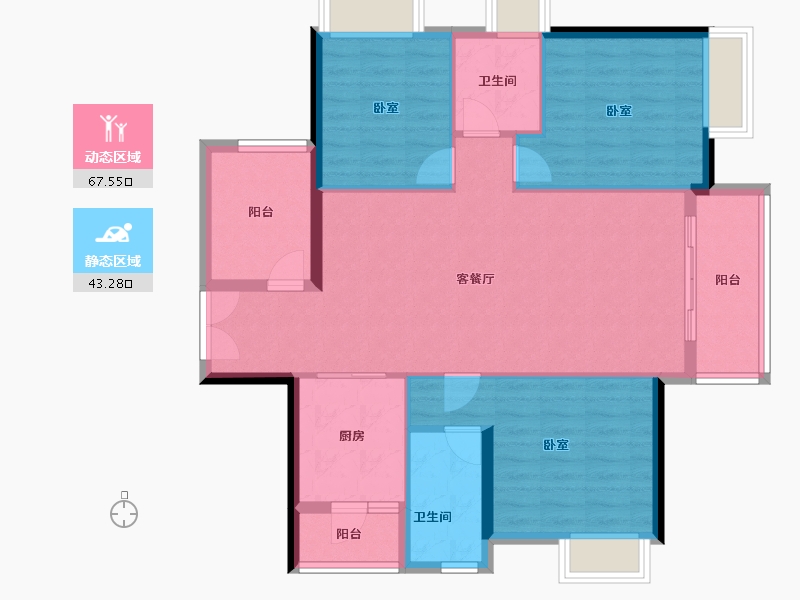 广东省-佛山市-保利中央公园-100.46-户型库-动静分区