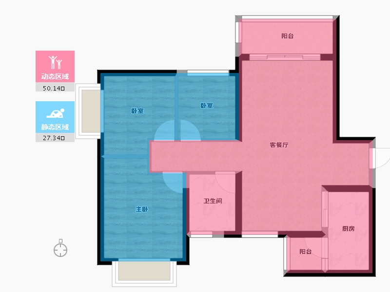 甘肃省-兰州市-恒大未来城-68.76-户型库-动静分区