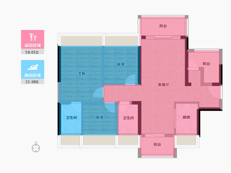 广东省-佛山市-龙光玖龙臺-82.25-户型库-动静分区