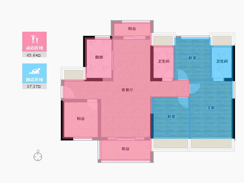 广东省-佛山市-ICC碧桂园三龙汇-92.04-户型库-动静分区