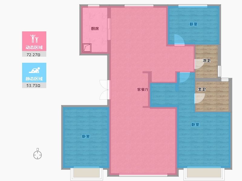 北京-北京市-石榴春和景明-124.42-户型库-动静分区