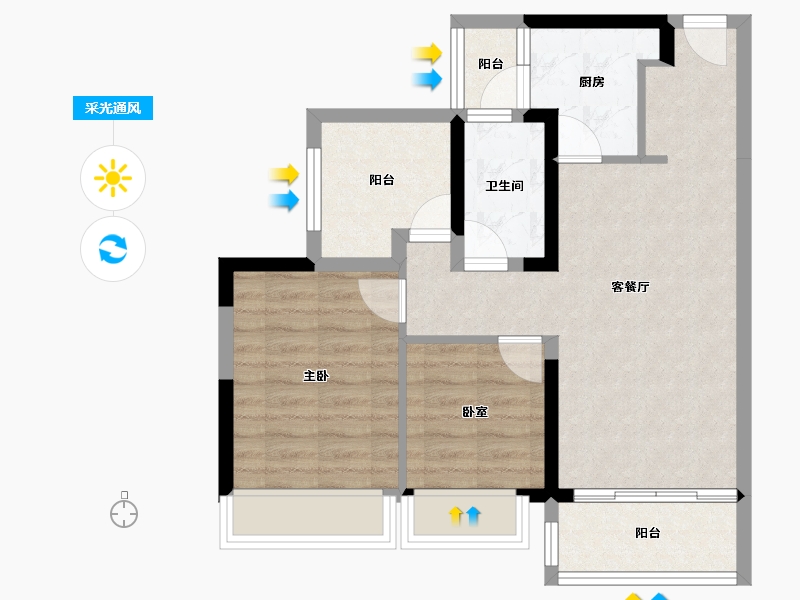 广东省-中山市-时光樾-65.79-户型库-采光通风