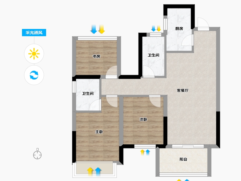 广西壮族自治区-南宁市-保利领秀前城-68.00-户型库-采光通风