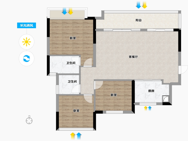 广东省-江门市-保利云上西棠-97.25-户型库-采光通风