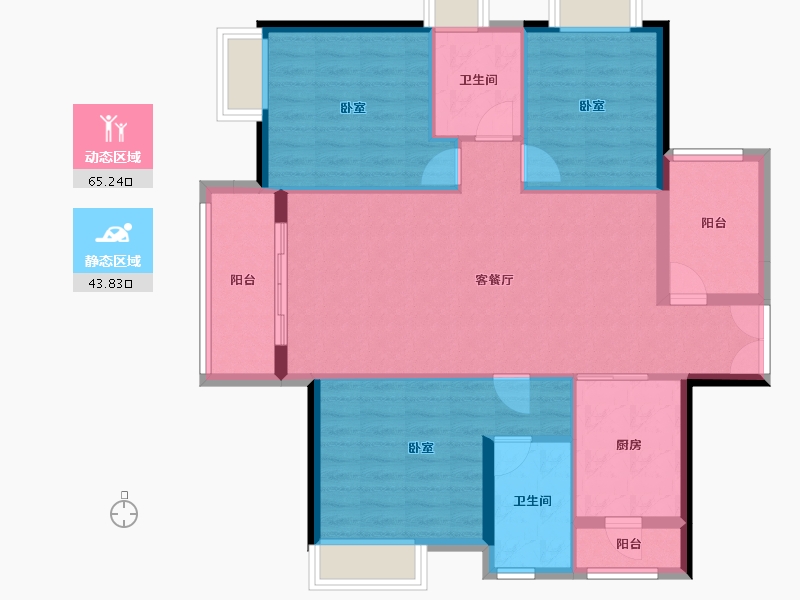 广东省-佛山市-保利中央公园-98.95-户型库-动静分区