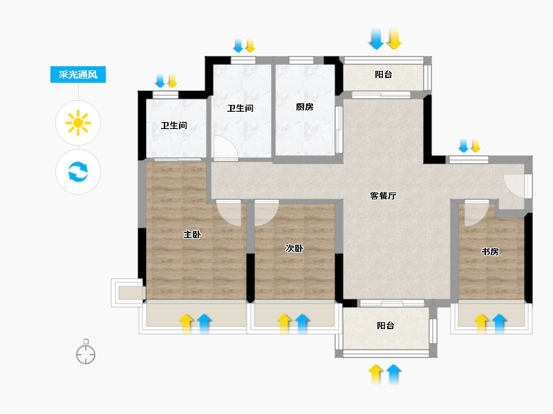 广东省-清远市-石榴春江湖畔-76.00-户型库-采光通风