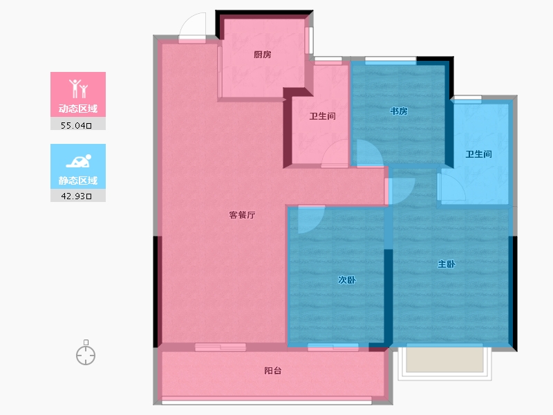 浙江省-宁波市-荣安·新月河滨-88.01-户型库-动静分区