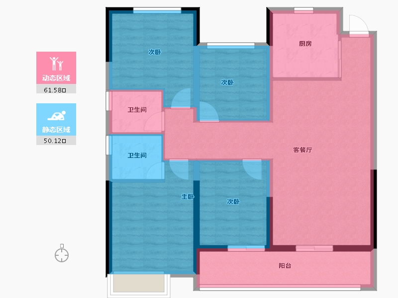 浙江省-宁波市-荣安·新月河滨-100.20-户型库-动静分区