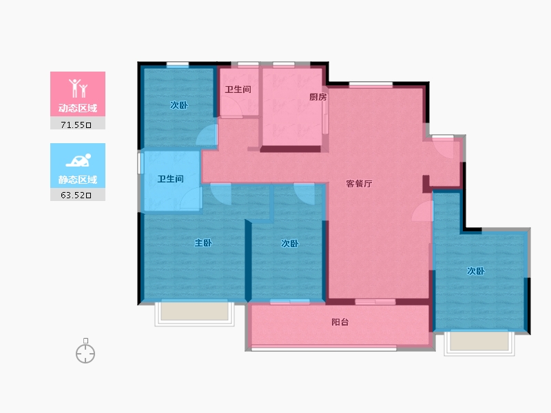 浙江省-宁波市-绿城·新桂沁澜-121.60-户型库-动静分区