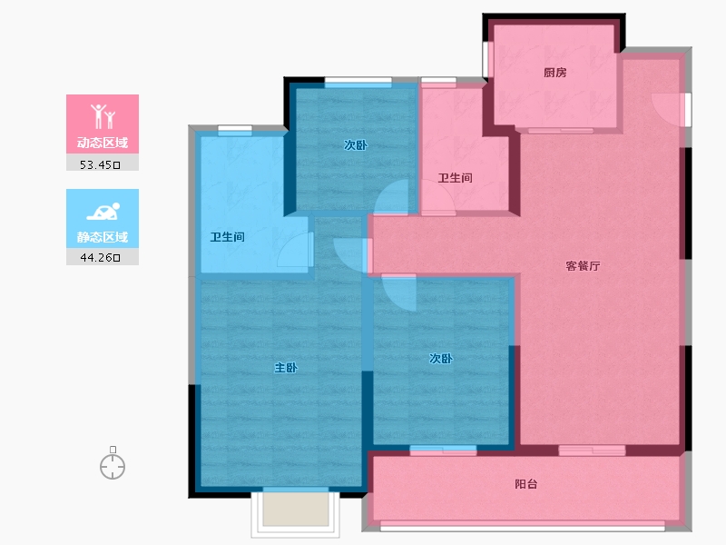 浙江省-宁波市-三里风荷-87.20-户型库-动静分区