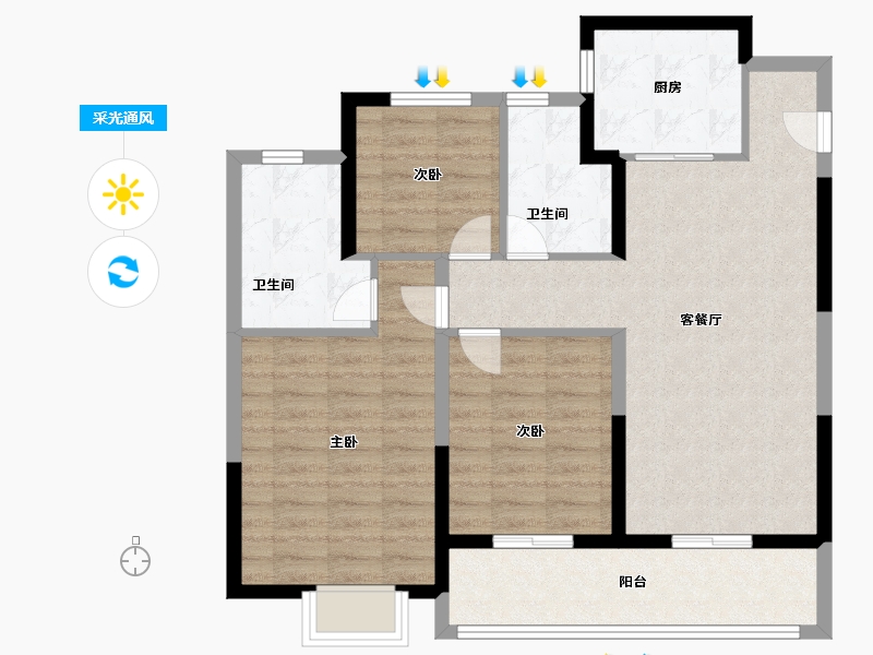 浙江省-宁波市-三里风荷-87.20-户型库-采光通风