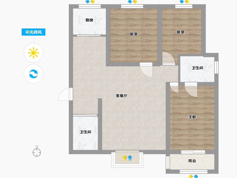 河北省-石家庄市-七金苑-86.95-户型库-采光通风