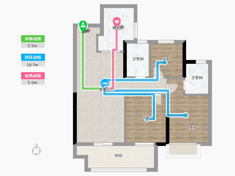 浙江省-宁波市-海伦堡·沁栖雅苑-76.00-户型库-动静线